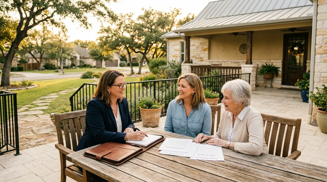 Executor reviewing estate documents at a desk in Texas