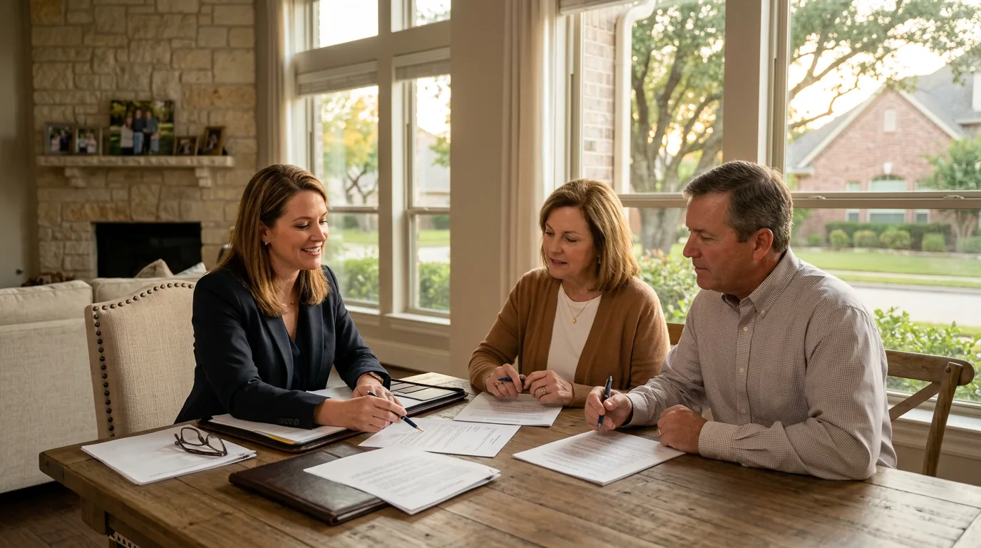 Texas-style home exterior at golden hour representing the probate real estate process