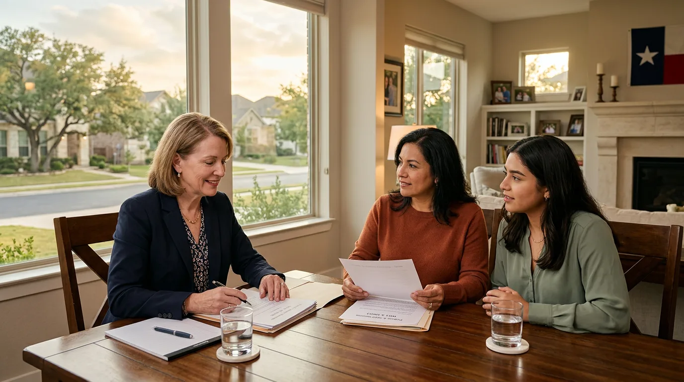 Heirs and attorney discussing probate and estate settlement in Texas